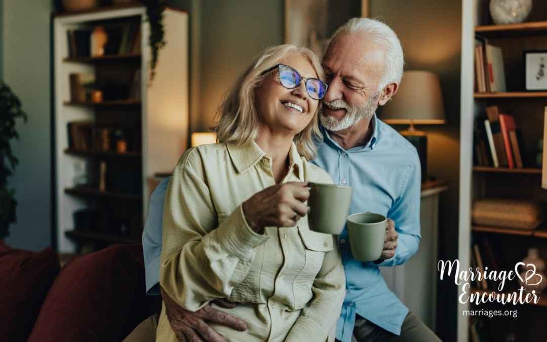 Older married couple walking together holding hands, representing long-lasting commitment, love, and the strength of marriage over time